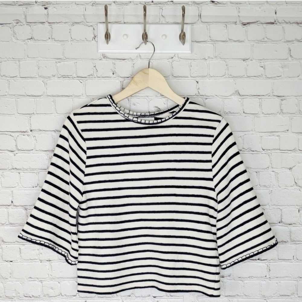 Anthropologie Deletta striped flare sleeve blouse